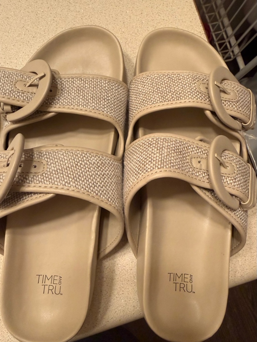 NWT Tan slides from Time and Tru Size 8